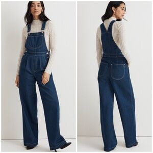 Madewell Superwide-Leg Overalls Women's Warham Wash Denim Pleated $158 Sz 10 NWT